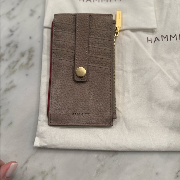 Hammitt Nubuck brushed suede Taupe crossbody and slip Wallet with Gold Accents - Picture 3 of 15